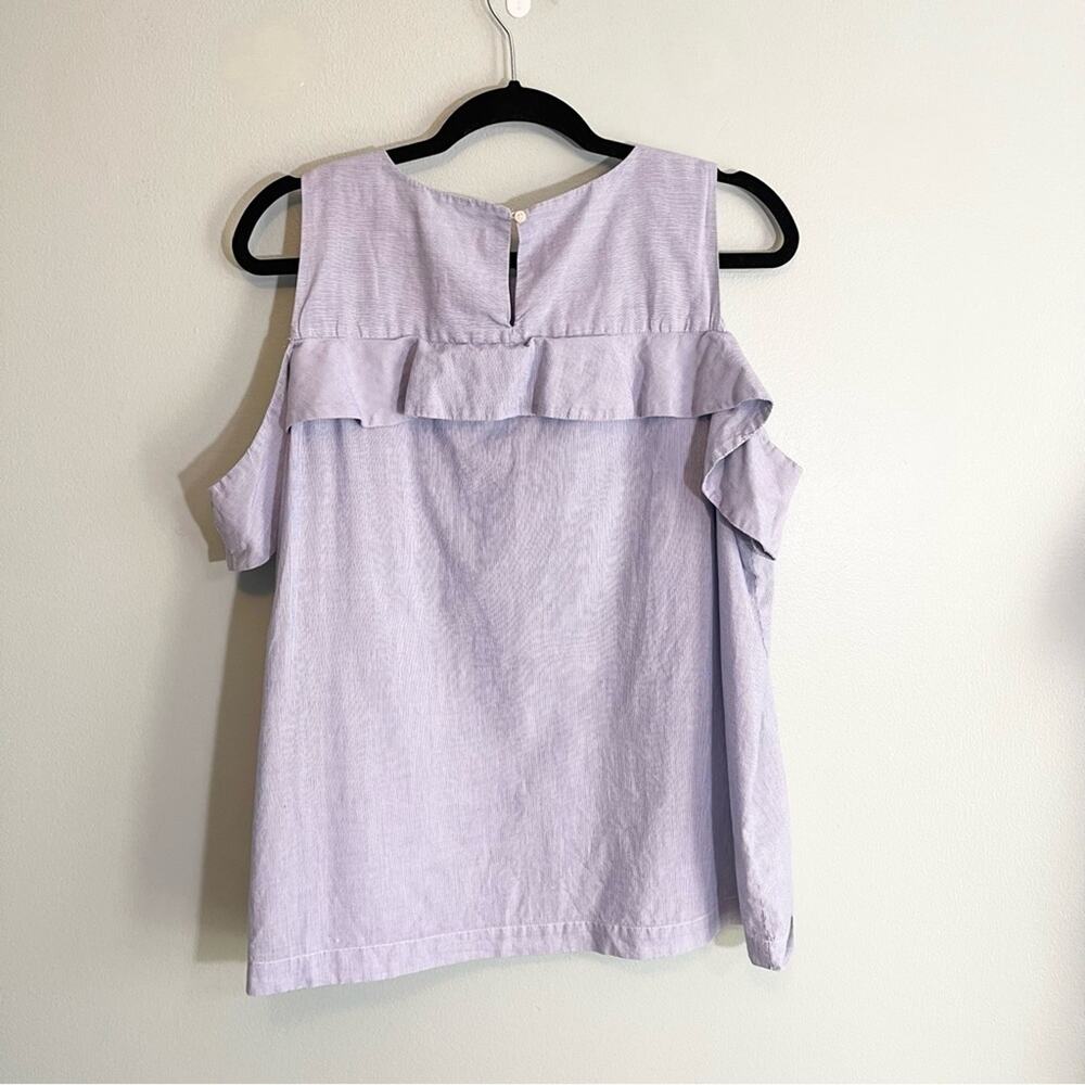 Loft Off‎ Shoulder Frill Sleeveless Blue Blouse Size XL - Picture 5 of 9